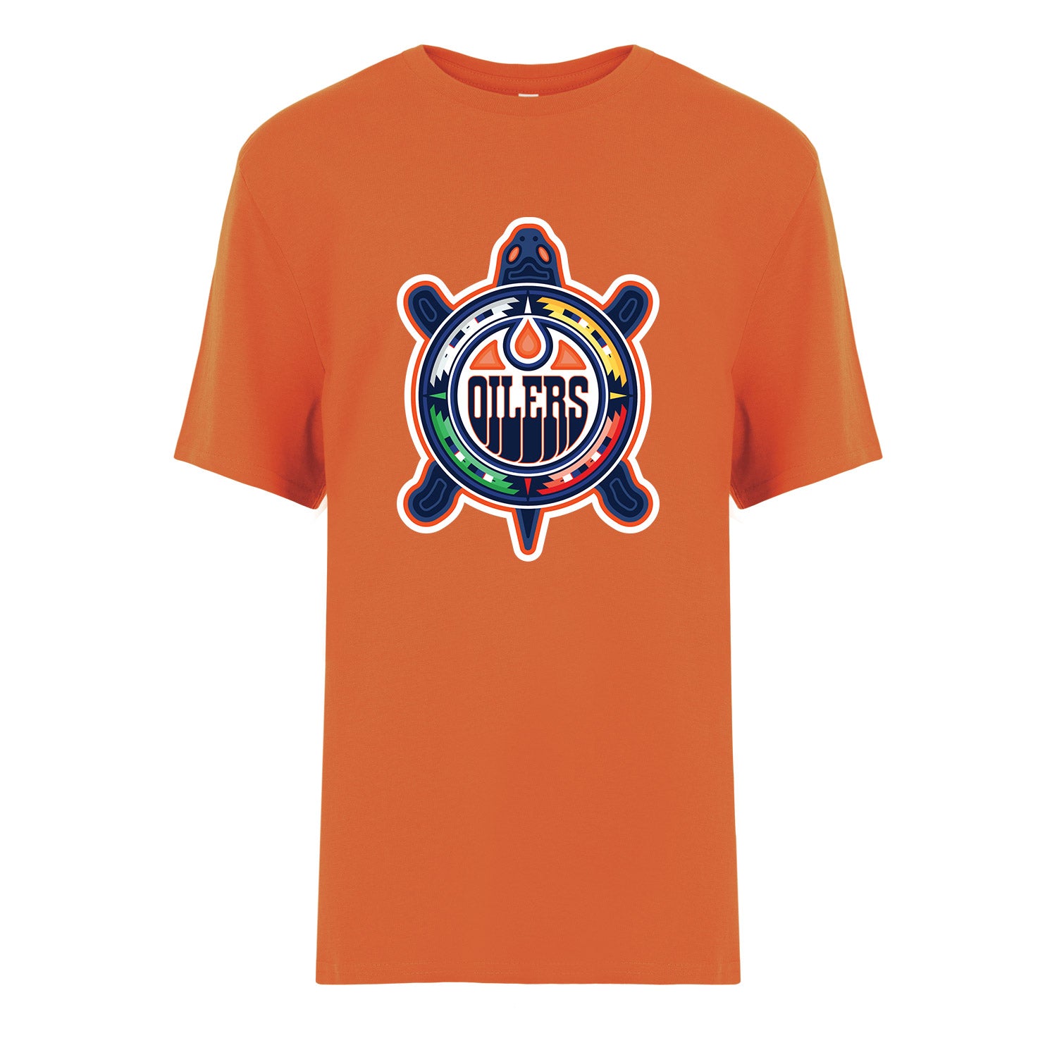 Edmonton Oilers Youth Turtle Island Orange Logo T Shirt Ice District Authentics