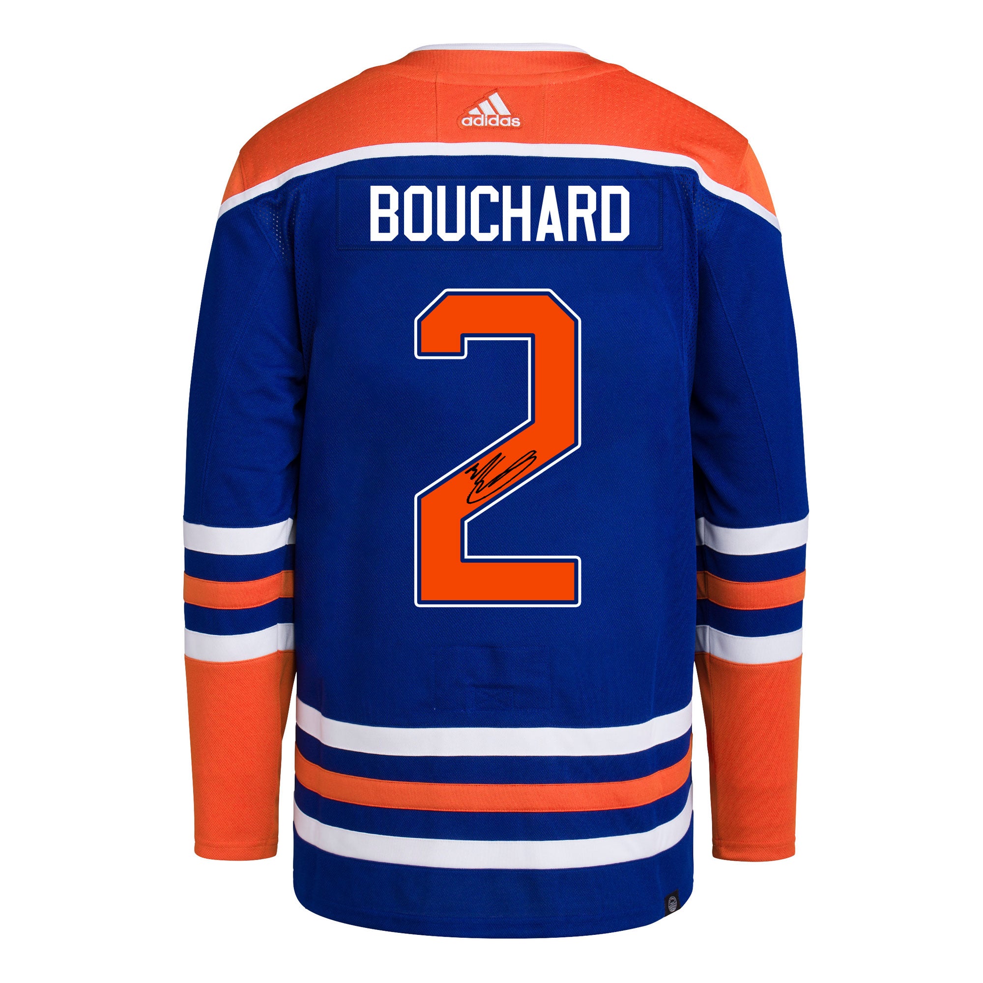 Evan Bouchard Edmonton Oilers Autographed Fanatics Authentic Royal Adidas  Authentic Jersey