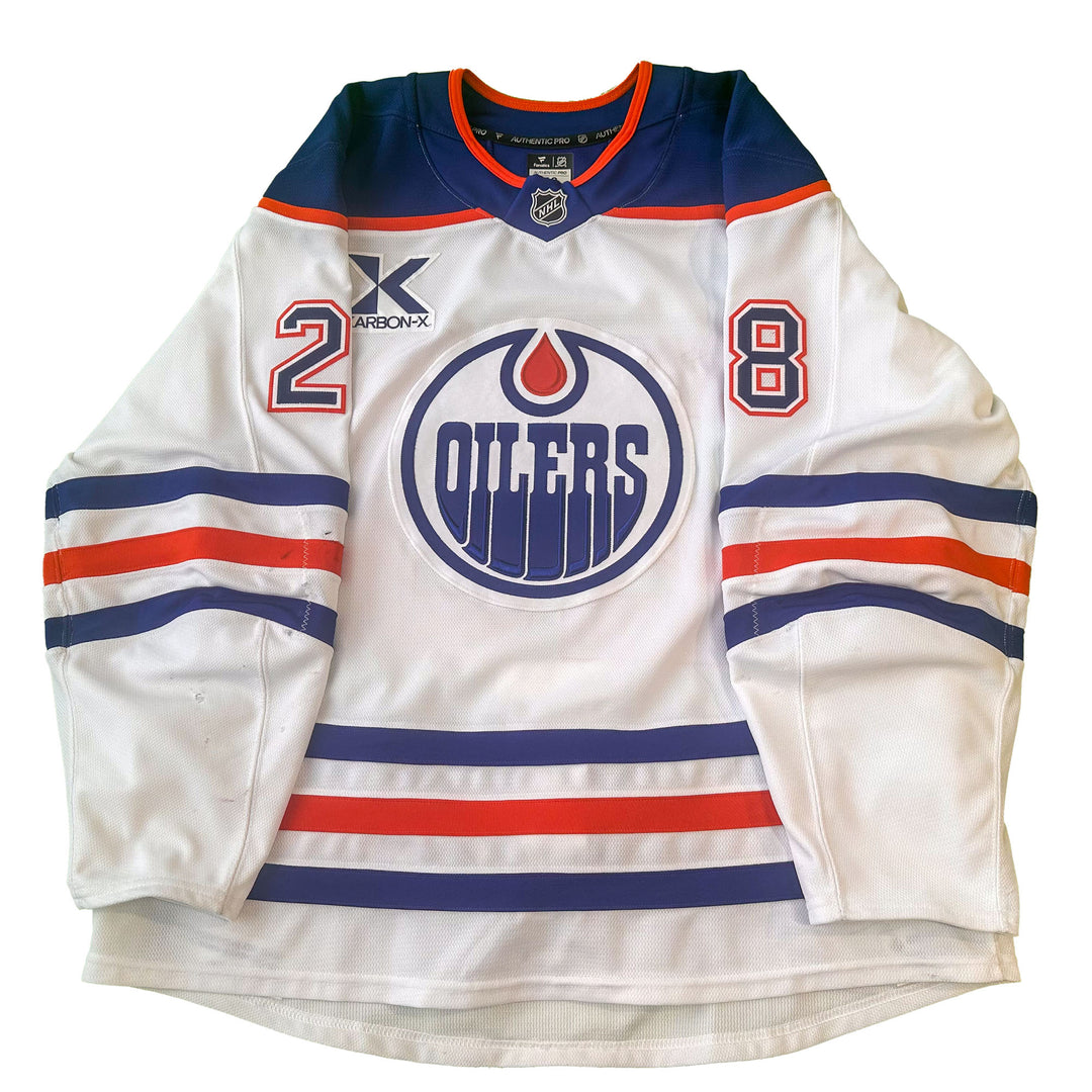 Connor Brown Edmonton Oilers Game Worn Jersey - 2024-25 White Set #1 - C00179