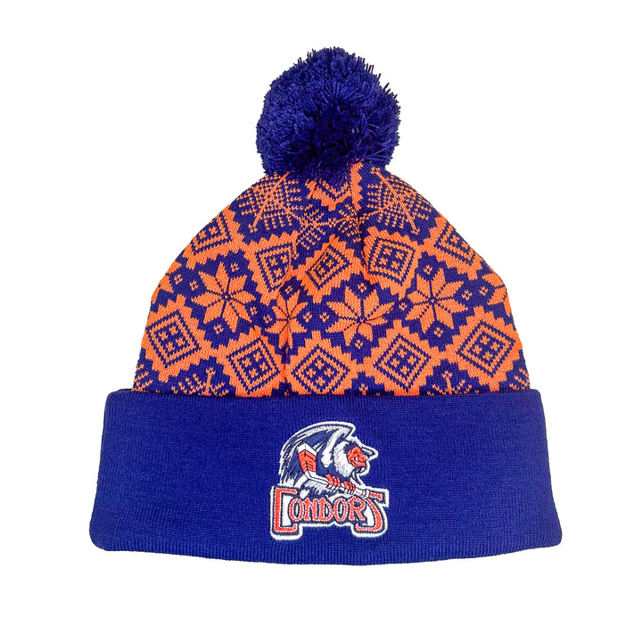 Bakersfield Condors CCM Festive Blue & Orange Logo Toque w/ Pom