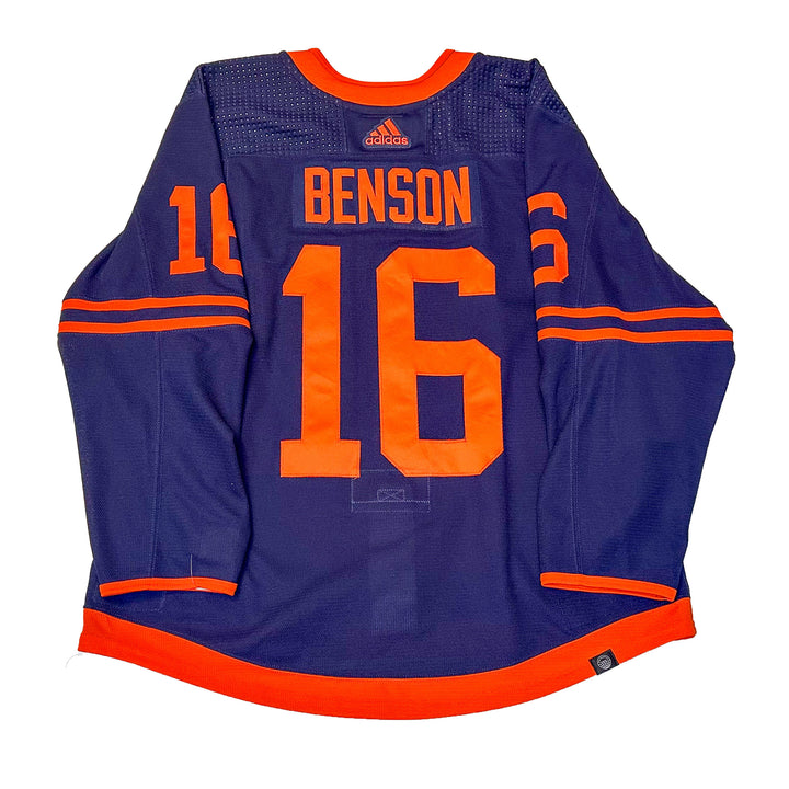 Tyler Benson Edmonton Oilers Game Worn Jersey - 2021-22 Navy Set #1 - U05773