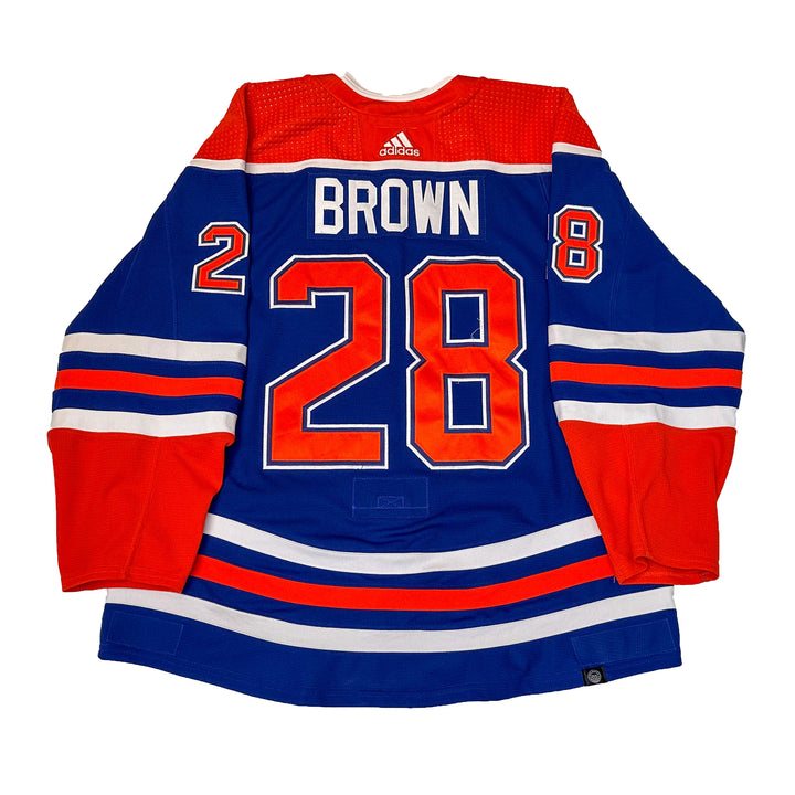 Connor Brown Edmonton Oilers Game Worn Jersey - 2023-24 Playoffs Royal Blue Set #1 - B00531