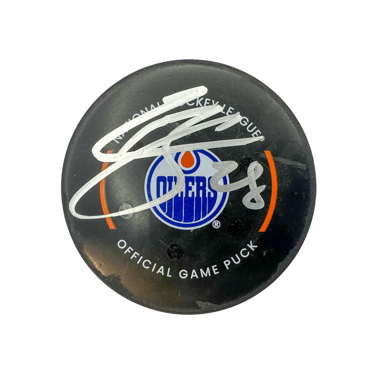 Connor Brown Edmonton Oilers Autographed Goal Puck - Mar. 21/2024 vs Buffalo Sabres #24546