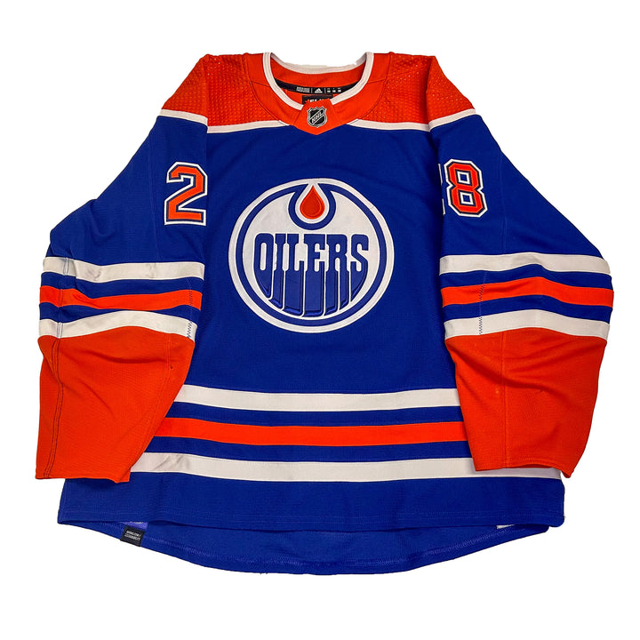 Connor Brown Edmonton Oilers Game Worn Jersey - 2023-24 Royal Blue Set #3 - B00444