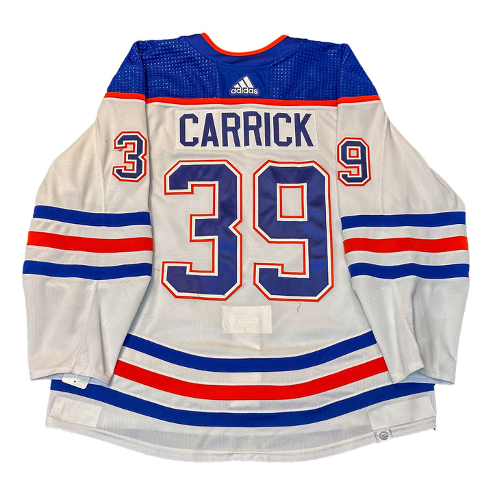 Sam Carrick Edmonton Oilers Game Worn Jersey - 2023-24 White Set #3 - B00509