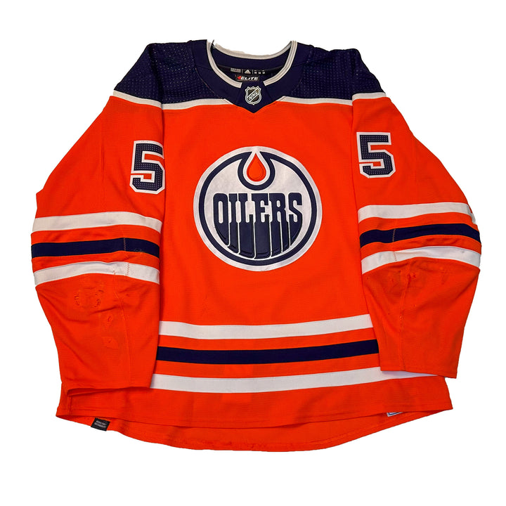 Cody Ceci Edmonton Oilers Game Worn Jersey - 2021-22 Orange Set #2 - U05398