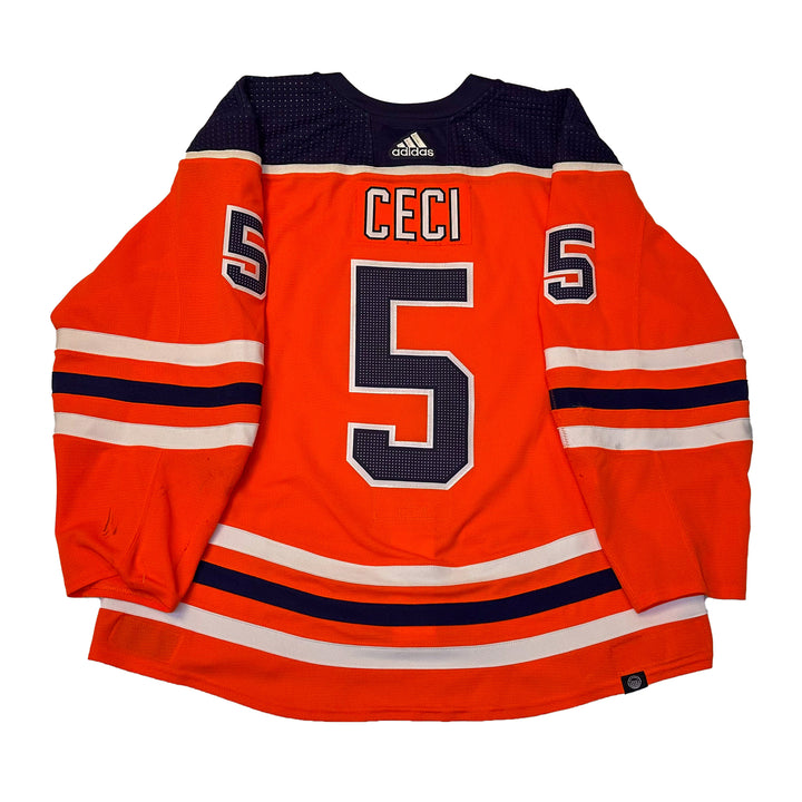 Cody Ceci Edmonton Oilers Game Worn Jersey - 2021-22 Orange Set #2 - U05398