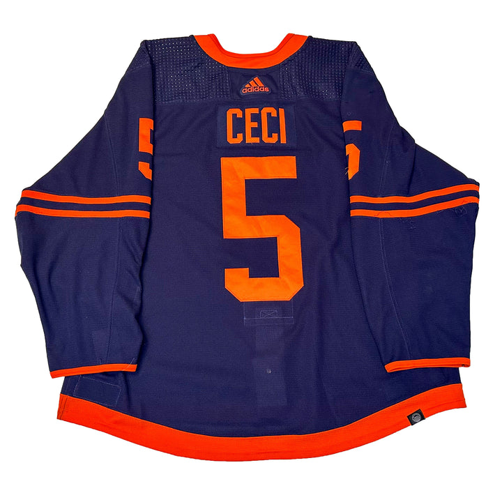 Cody Ceci Edmonton Oilers Game Worn Jersey - 2021-22 Navy Set #1 - U05759