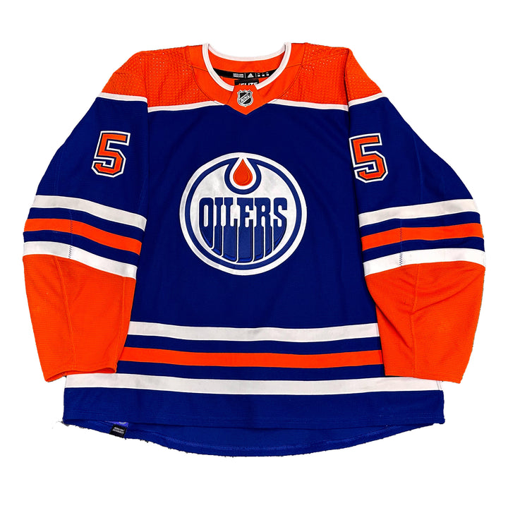 Cody Ceci Edmonton Oilers Game Worn Jersey - 2023-24 Playoffs Royal Blue Set #2 - B00576