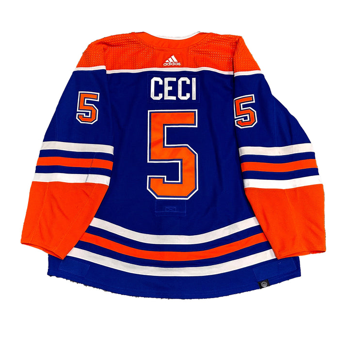 Cody Ceci Edmonton Oilers Game Worn Jersey - 2023-24 Playoffs Royal Blue Set #2 - B00576