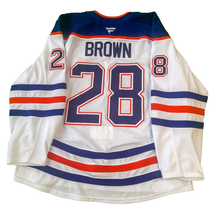 Connor Brown Edmonton Oilers Game Worn Jersey - 2024-25 White Set #1 - C00179