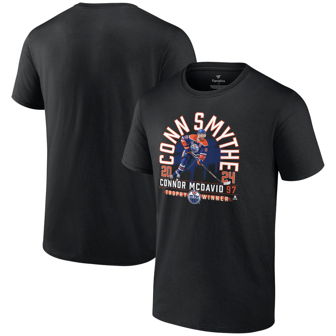 Connor McDavid Edmonton Oilers Fanatics Conn Smythe Winner Black T-Shirt