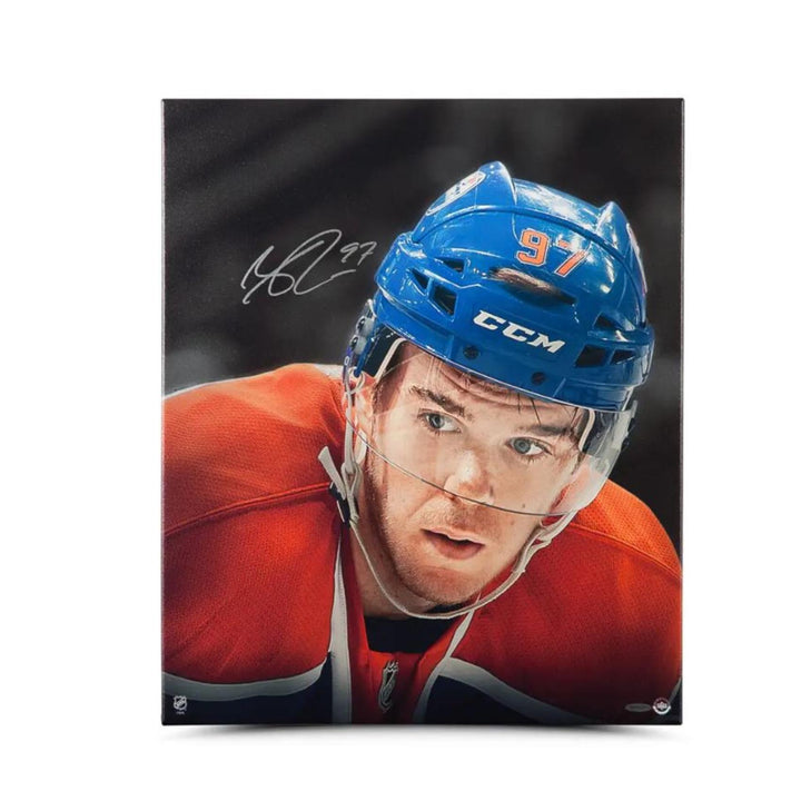 Connor McDavid Edmonton Oilers Signed 20"x24" Up Close And Personal Canvas