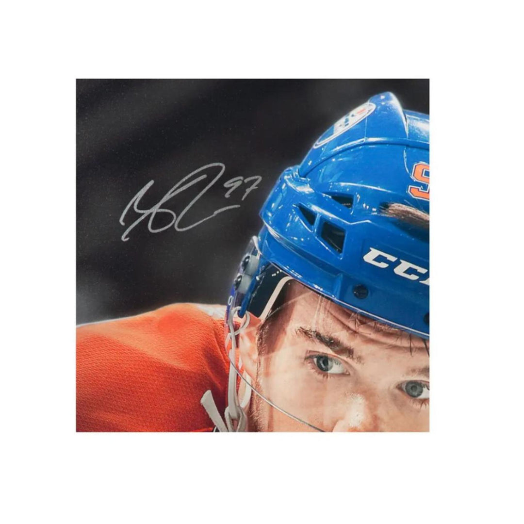 Connor McDavid Edmonton Oilers Signed 20"x24" Up Close And Personal Canvas