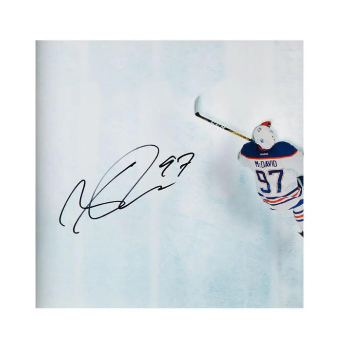 Connor McDavid Edmonton Oilers Signed 30.5"x18.5" Great from Above Acrylic Display