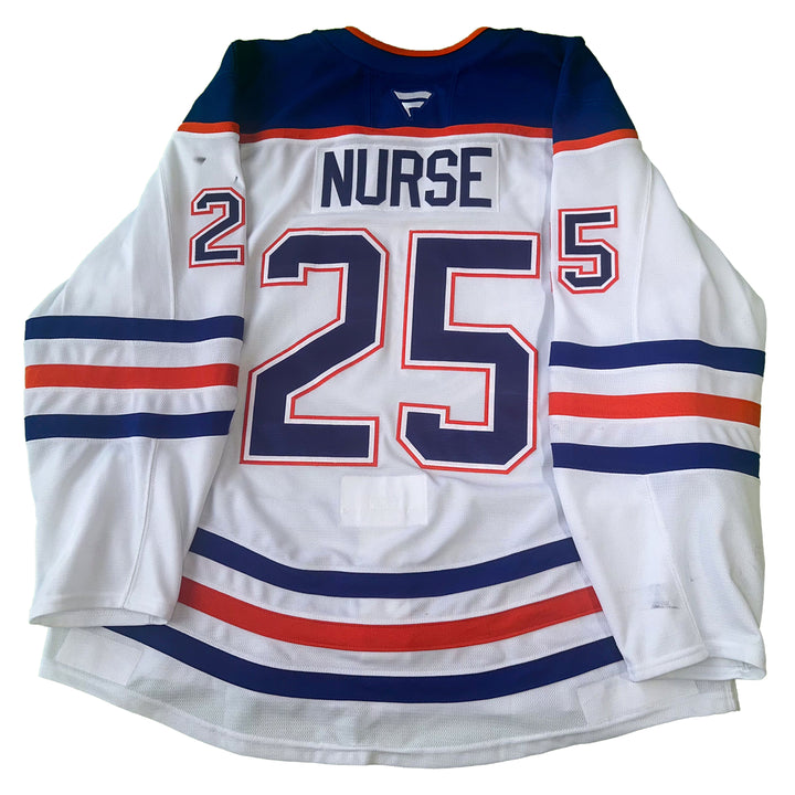 Darnell Nurse Edmonton Oilers Game Worn Jersey - 2024-25 White Set #1 - C00176