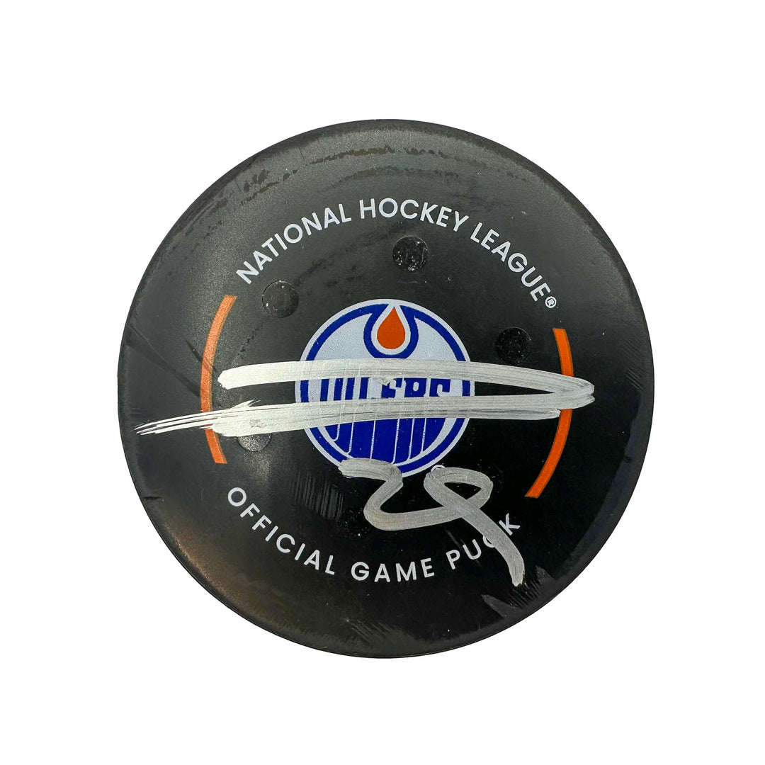 Leon Draisaitl Edmonton Oilers Autographed Goal Puck - Mar. 13/2024 vs Washington Capitals #24531