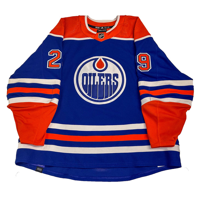 Leon Draisaitl Edmonton Oilers Game Worn Jersey - 2023-24 Royal Blue Set #3 - B00446