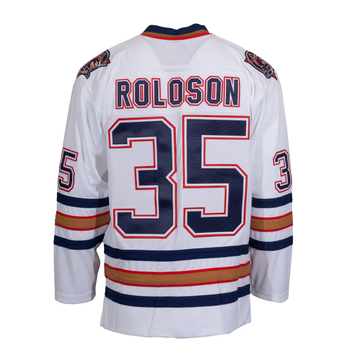 Dwayne Roloson Edmonton Oilers Mitchell & Ness 2005-06 Blue Line Retro White Jersey