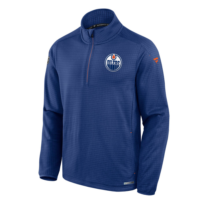 Edmonton Oilers 2024-25 Fanatics Authentic Pro Blue Rink Half-Zip Sweatshirt