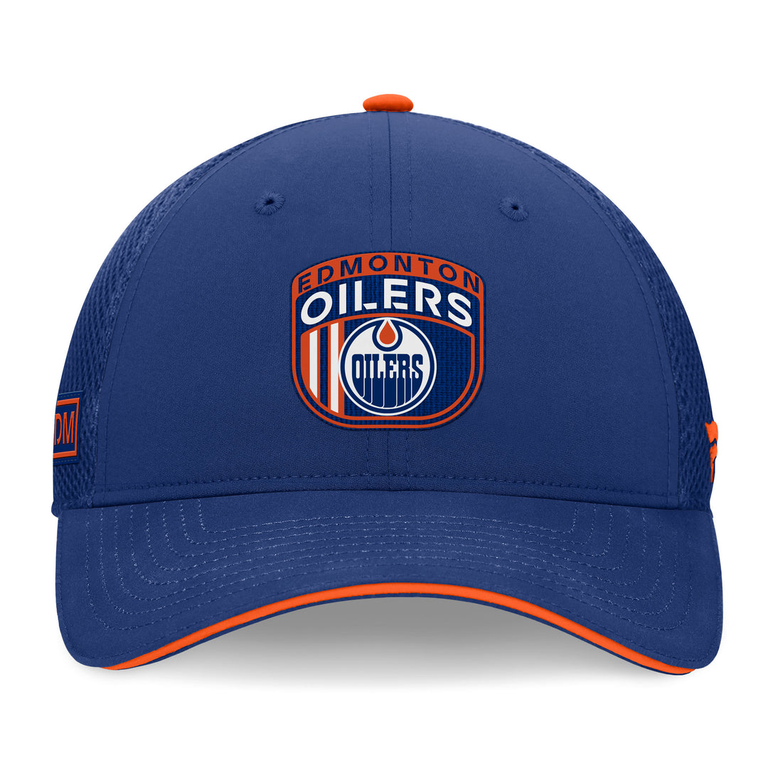 Edmonton Oilers Fanatics Blue 2024 NHL Draft Pro On Stage Snapback Mesh Hat