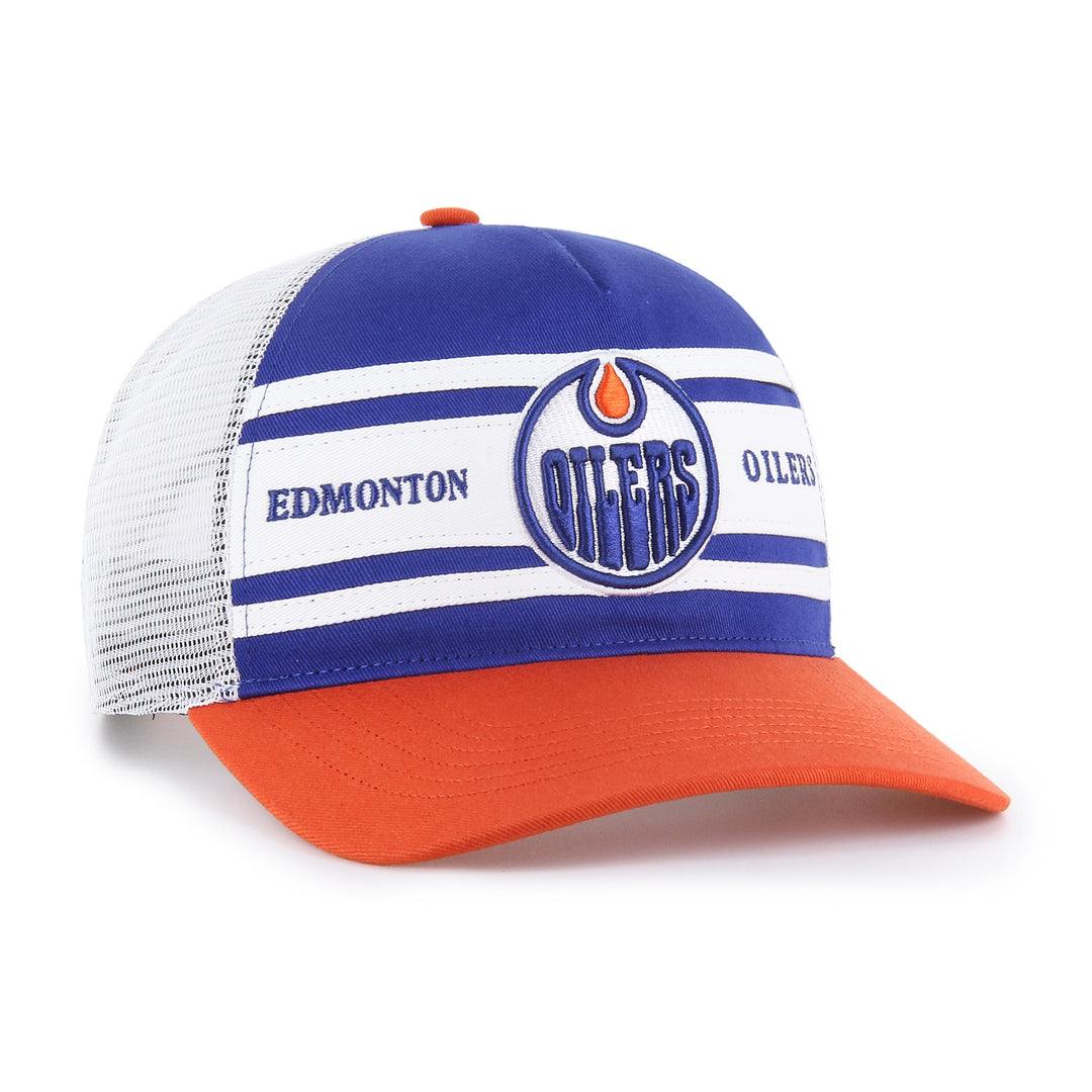 Edmonton Oilers '47 White & Blue Double Header Hitch Snapback Hat