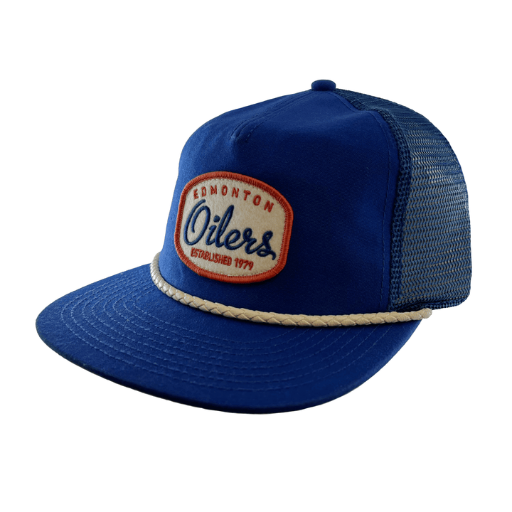 Edmonton Oilers American Needle Blue Wyatt Rope Trucker Snapback Hat