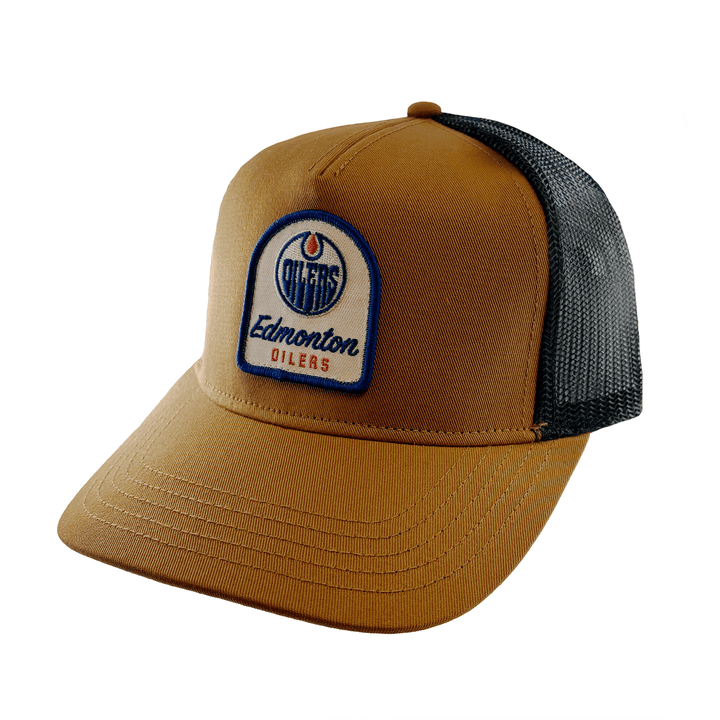 Edmonton Oilers American Needle Brown Valin Hazel Trucker Snapback Hat