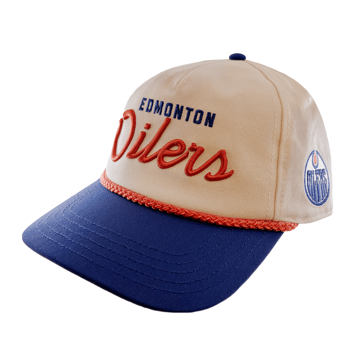 Edmonton Oilers American Needle Cream & Blue Roscoe Snapback Hat