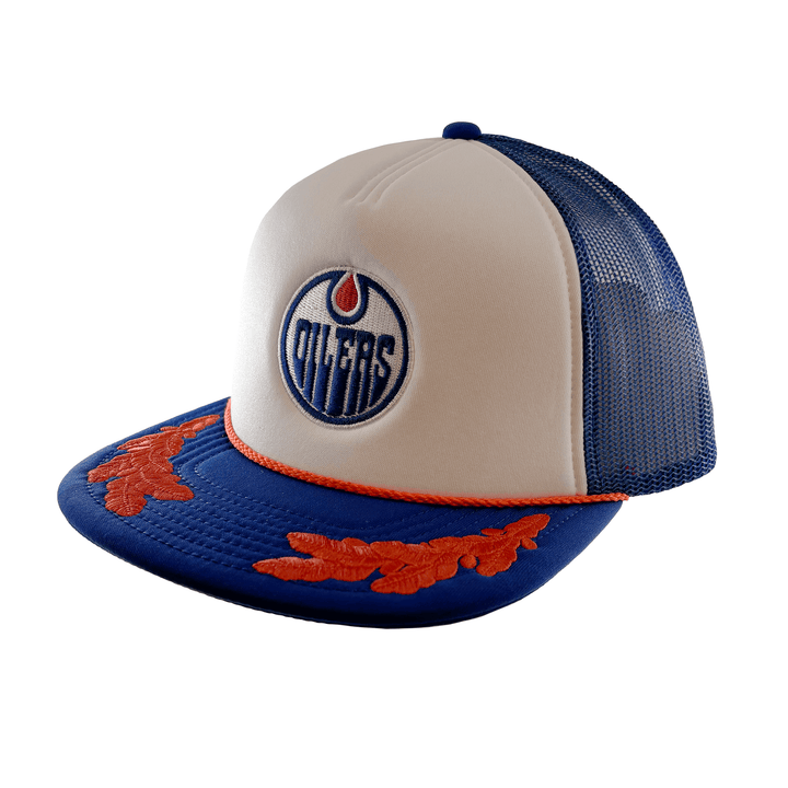 Edmonton Oilers American Needle White & Blue Earnhardt Snapback Hat