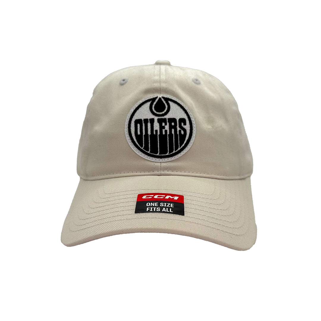 Edmonton Oilers CCM White Unbleached Slouch Adjustable Hat