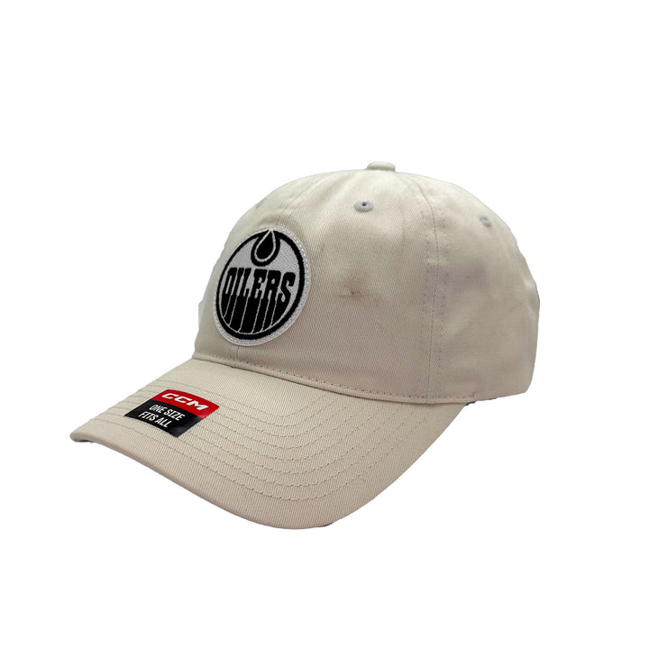 Edmonton Oilers CCM White Unbleached Slouch Adjustable Hat