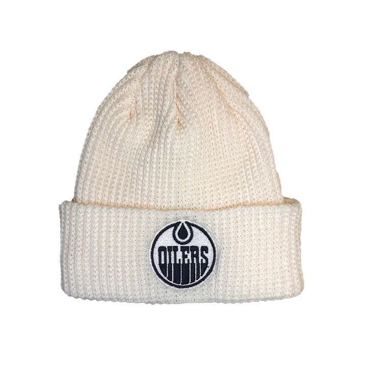 Edmonton Oilers CCM White Unbleached Watchman Cuffed Toque/Beanie