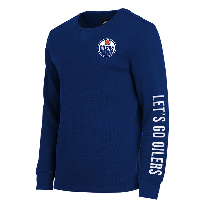 Edmonton Oilers Darius Rucker Washed Waffle Long Sleeve Blue T-Shirt