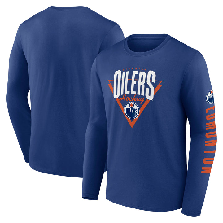 Edmonton Oilers Fanatics Fundamentals Headline Blue Long Sleeve T-Shirt