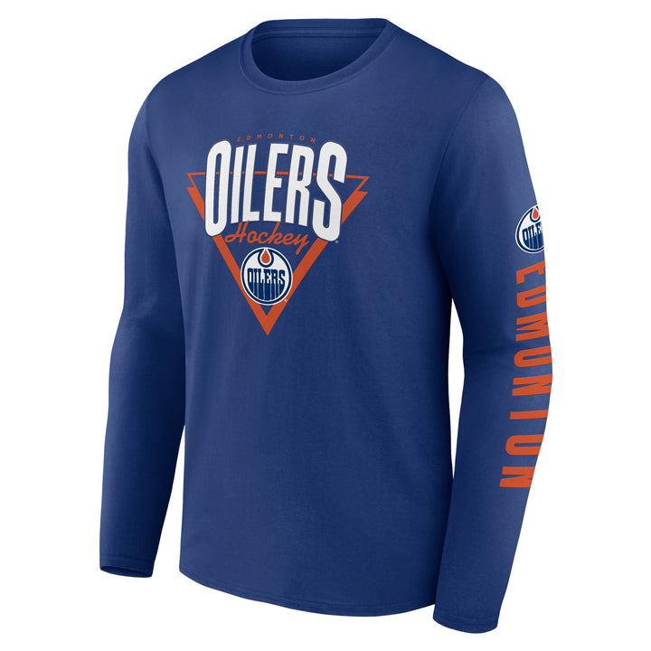 Edmonton Oilers Fanatics Fundamentals Headline Blue Long Sleeve T-Shirt