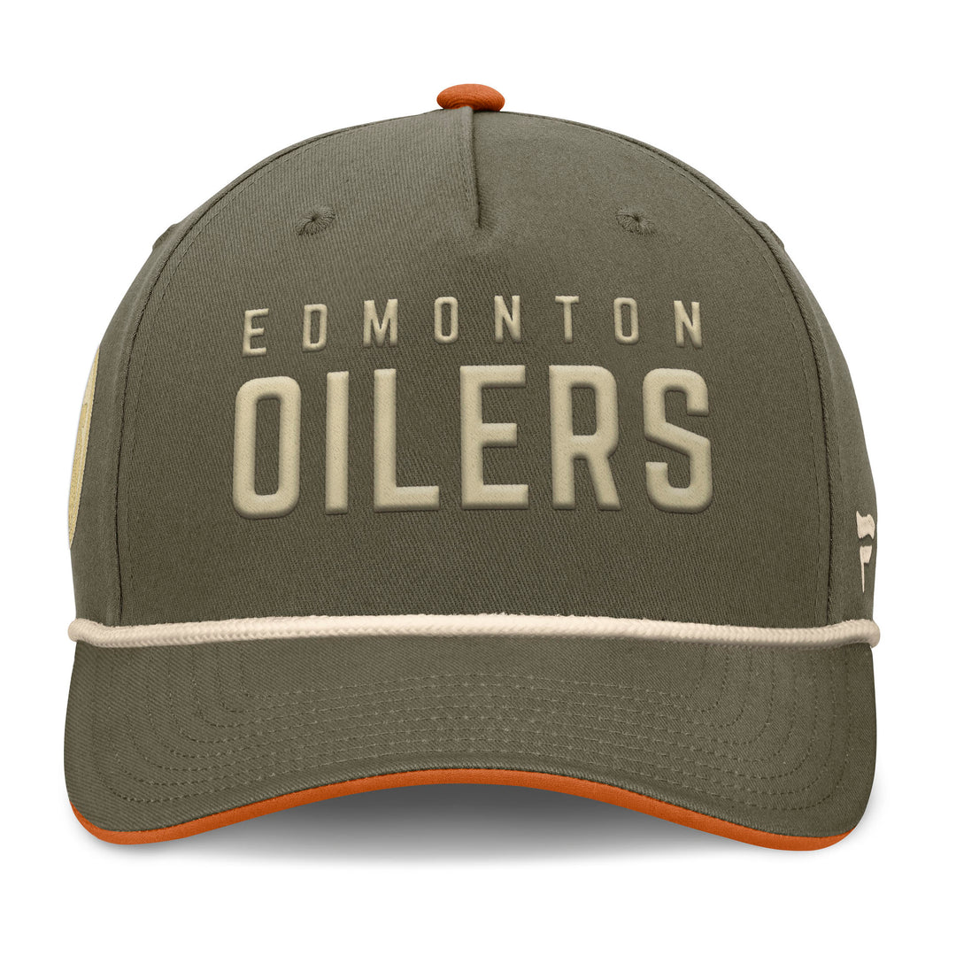 Edmonton Oilers Fanatics Green Harvester Curved Snapback Hat