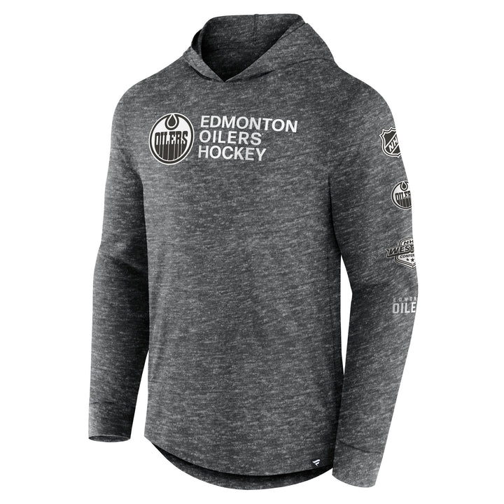 Edmonton Oilers Fanatics Heather Grey Iced Out Hooded Shirt