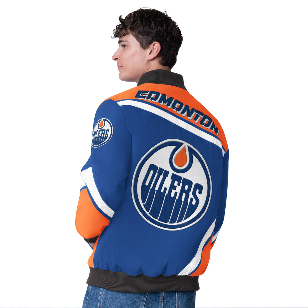 Edmonton Oilers Unisex G-III Blue & Orange Maximum Racing Full-Zip Jacket