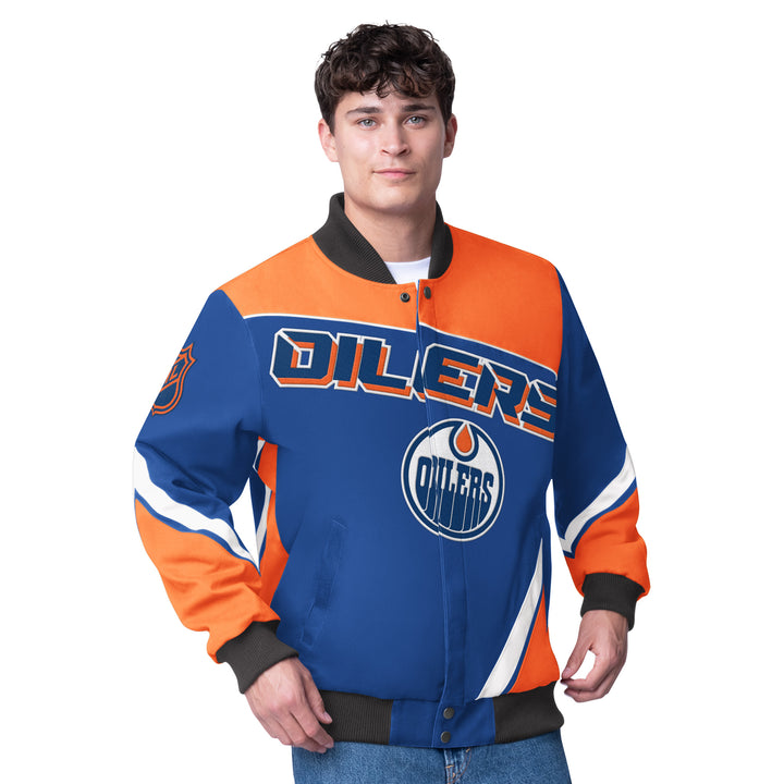 Edmonton Oilers Unisex G-III Blue & Orange Maximum Racing Full-Zip Jacket