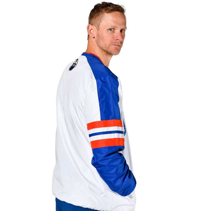 Edmonton Oilers G-III White High Heat V-Neck Pullover Sweatshirt