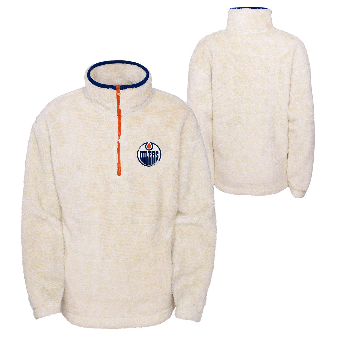 Edmonton Oilers Girls Youth Preserve Teddy White Half-Zip Hoodie