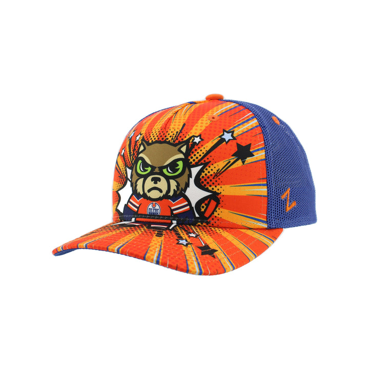 Edmonton Oilers Kids Orange Zephyr Burst Out Hunter Adjustable Hat