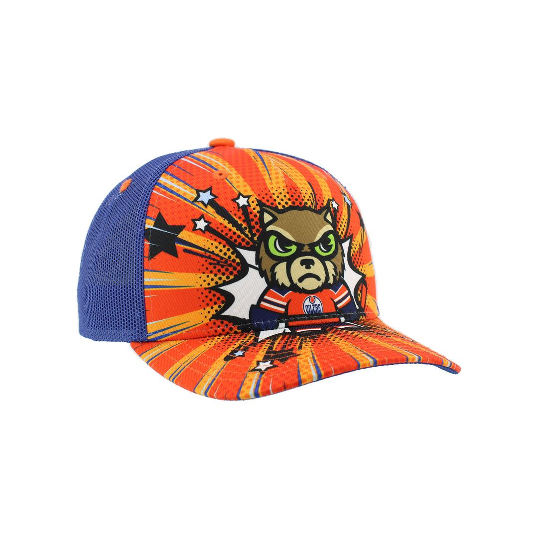 Edmonton Oilers Kids Orange Zephyr Burst Out Hunter Adjustable Hat