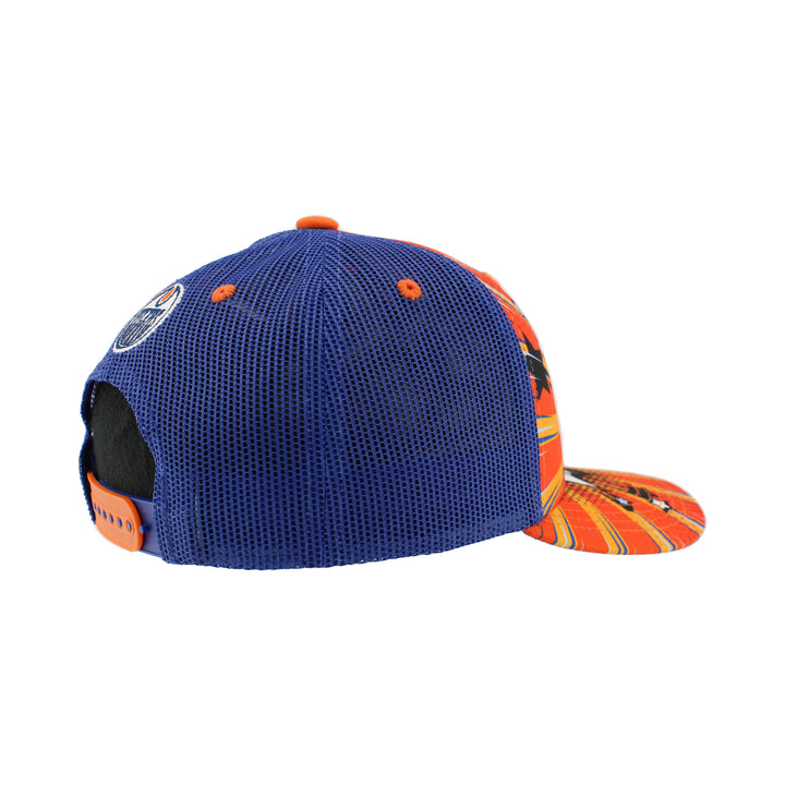 Edmonton Oilers Kids Orange Zephyr Burst Out Hunter Adjustable Hat