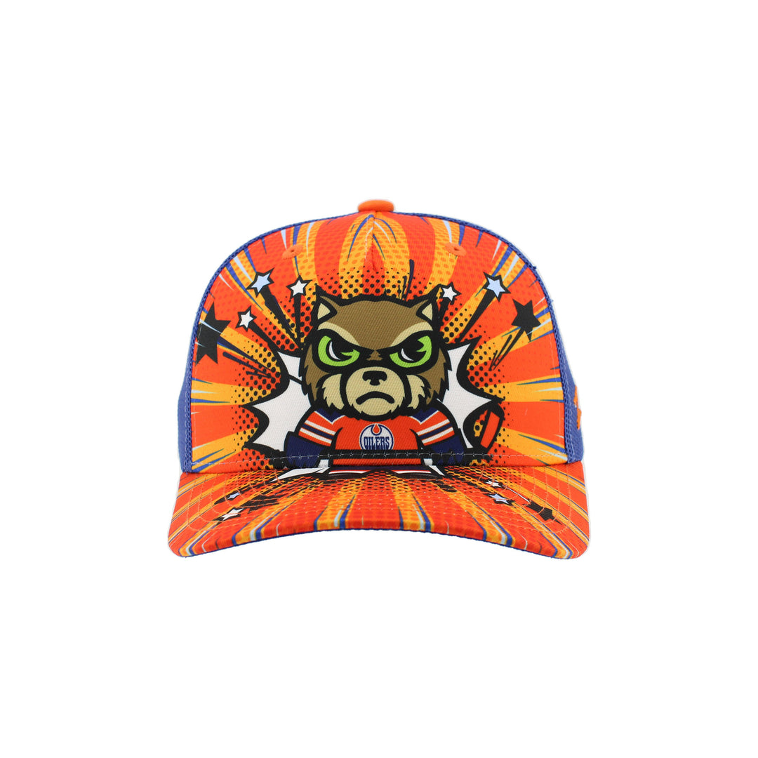 Edmonton Oilers Kids Orange Zephyr Burst Out Hunter Adjustable Hat