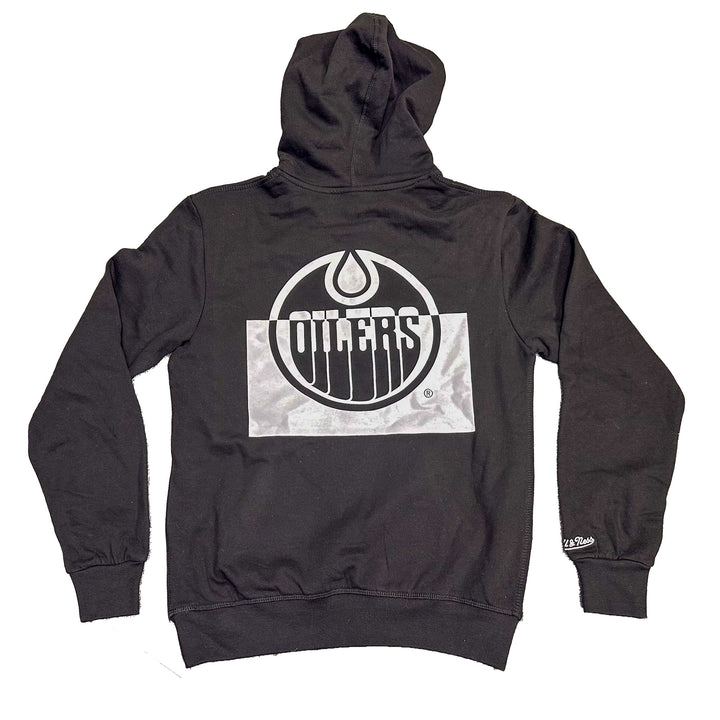 Edmonton Oilers Mitchell & Ness Half Block Black & White Hoodie