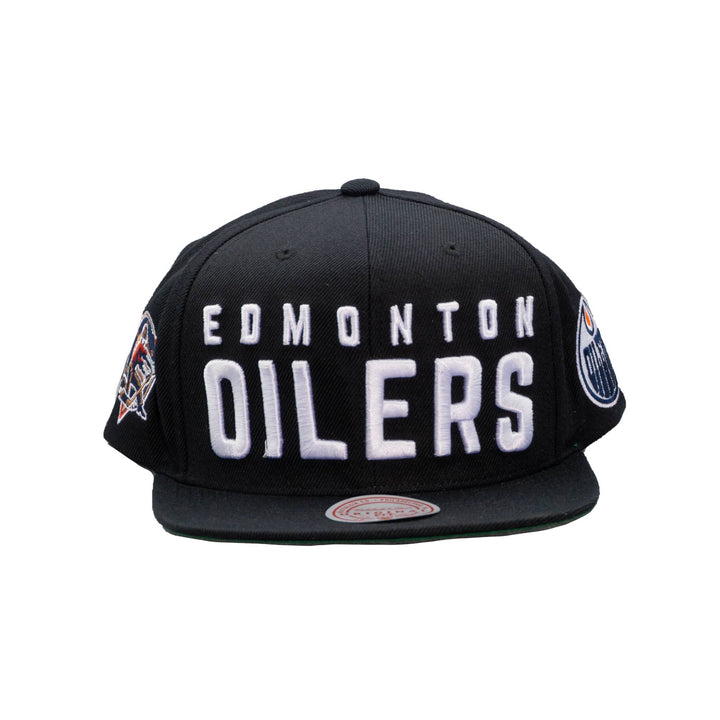 Edmonton Oilers Mitchell & Ness Black Triple Play Snapback Hat