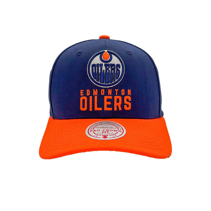 Edmonton Oilers Mitchell & Ness Navy All In 2.0 Pro Snapback Hat