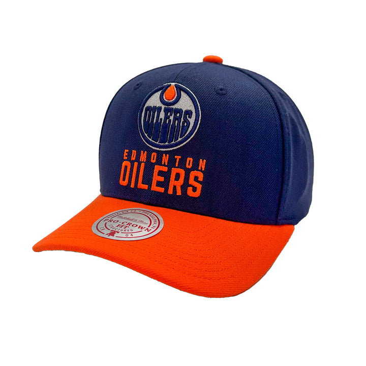 Edmonton Oilers Mitchell & Ness Navy All In 2.0 Pro Snapback Hat